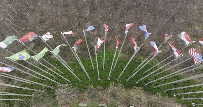 World flags on the square