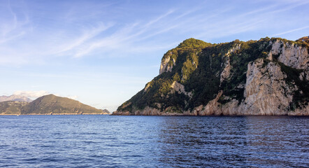 Fototapeta na wymiar Rocky Mountain Nature Background. Capri Island, Italy.
