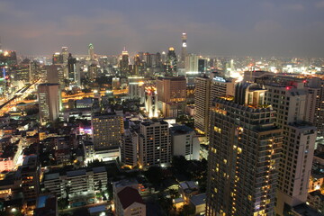 Fototapeta na wymiar Building city at night aerial view 