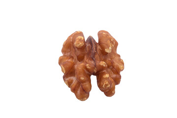 Fried walnut. Walnut kernel. Nut isolated on transparent background