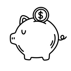 Piggy bank outline icon.