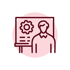 Highly specialized courses olor line icon. Children learning