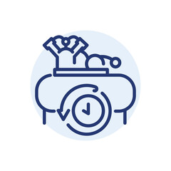 Compressor rental black line icon. Equipment air balloon.