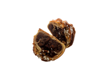 Close shoot Siew Bao, baked flaky BBQ bun photo isolated on transparent background png photo