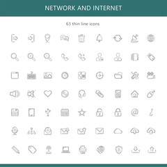 network and internet thin line icons