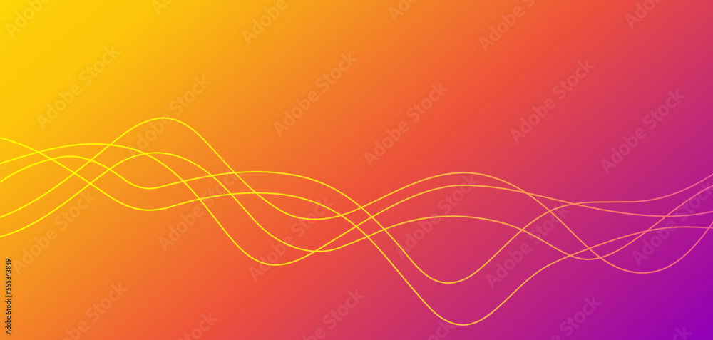 Poster warm curve wave lines sound and heat flow vector abstract vivid, red yellow wavy curvy gradient cmyk