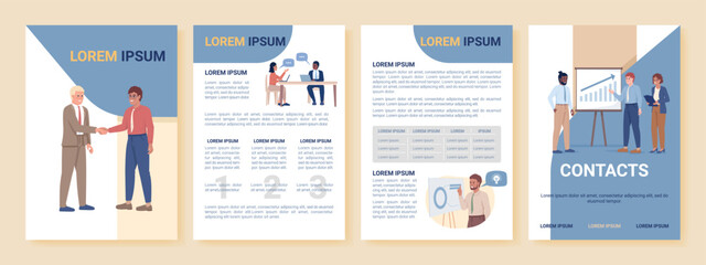 Business development tips flat vector brochure template. Informational booklet, leaflet printable flat color designs. Editable magazine page, reports kit with text space. Roboto, Myriad Pro fonts used