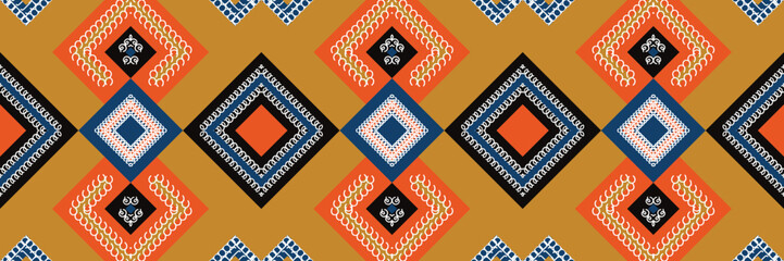 Ethnic Indian prints and patterns. It is a pattern created by combining geometric shapes. Design for print. Using in the fashion industry.