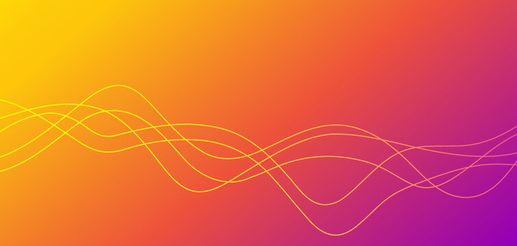 Warm curve wave lines sound and heat flow vector abstract or red yellow wavy curvy gradient cmyk multicolor energy element design, orange pink liquid fluid curly smoke steam squiggle banner image