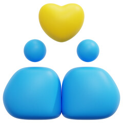 together 3d render icon illustration