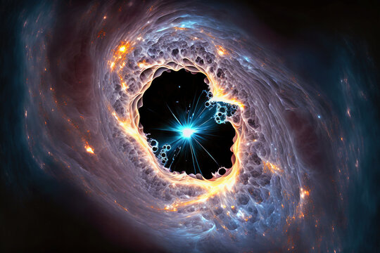 	
Black hole. Abstract space wallpaper. Universe filled with stars. Digital artwork	
