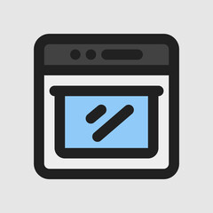 Oven icon in filled line style about furniture, use for website mobile app presentation