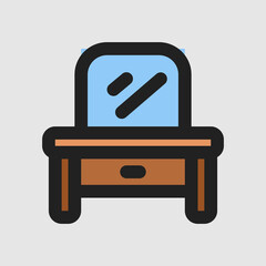 Dressing table icon in filled line style about furniture, use for website mobile app presentation
