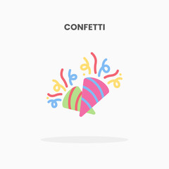 Fototapeta na wymiar Confetti icon flat. Vector illustration on white background. Can used for web, app, digital product, presentation, UI and many more.