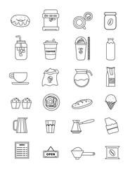 coffee shop icon set collection outline