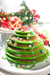 Christmas tree breakfast pancakes