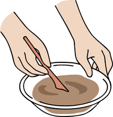 チョコレートを溶かして混ぜる様子のイラスト