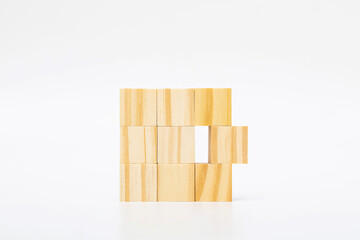 Obraz premium wooden block on white background