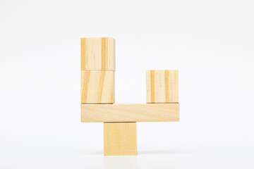 wooden block on white background