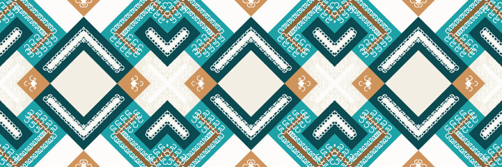The ethnic design drawing is colorful. traditional patterned vector It is a pattern created by combining geometric shapes. Design for print. Using in the fashion industry.