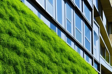 Green building, organic structure. Ecological settlements - Generative AI - obrazy, fototapety, plakaty