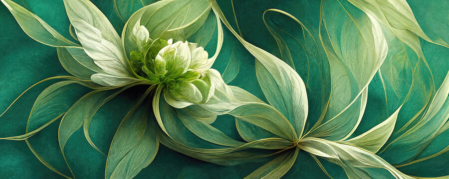 Beautiful abstract green floral design (Generative AI)
