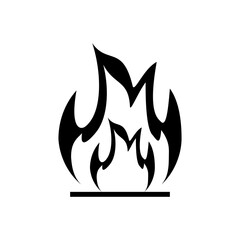 Black fire flame burning warning sign flat vector icon design.