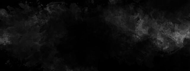 Elegant black background vector illustration with vintage distressed grunge texture. Panorama of Dark grey black slate background or texture. Black granite slabs background. 