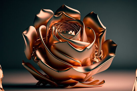 Beautiful realistic rose painting close up view rose gold color