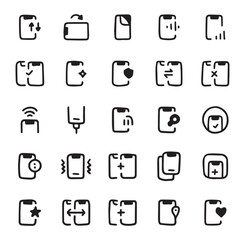 vector illustration, smartphone icon set, electronic icon set, phone icon set, communication icon set, line icon