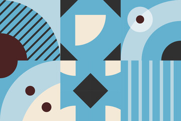 Abstract Modern geometrical shapes seamless pattern It consists of a polyhedron such as a circle square triangle Used in the textile industry, fabric pattern, paper, wallpaper, book cover