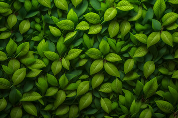 Background of lush green leaves Generative AI 