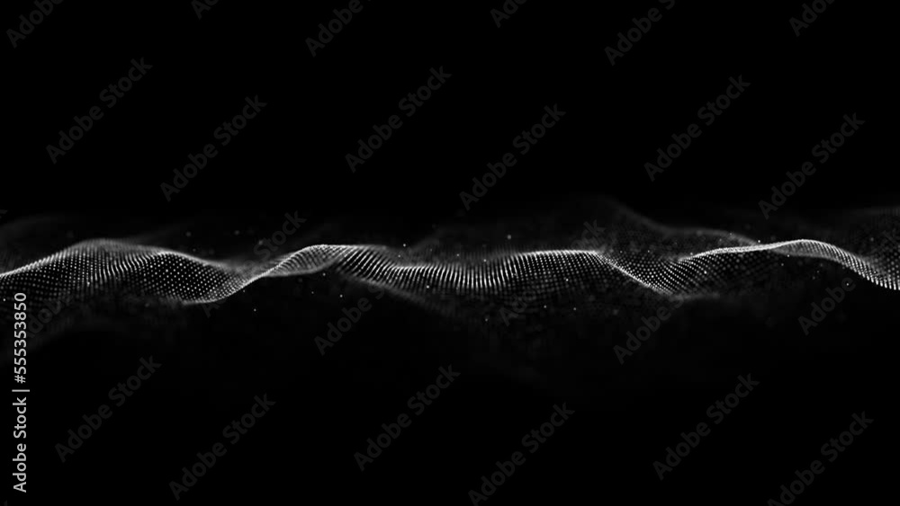 Poster abstract dynamic smooth wave. sound wave concept. futuristic particle flow on a white background. di