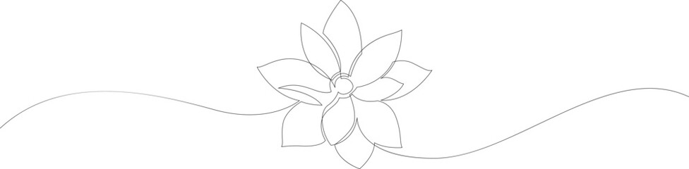 Continuous line drawing of lotus flower. Vector illustration.