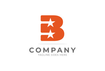 Initial B Star Logo, Letter B with star inside ,usable for brand and business logos, flat design logo template, vector illustration