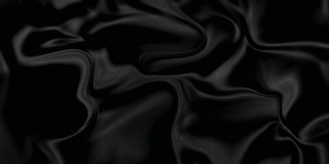 Fototapeta premium Black silk background . Black fabric background texture . abstract background luxury cloth or liquid wave or wavy folds of grunge silk texture material or smooth and soft luxurious .