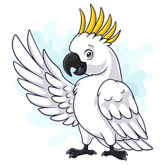 Cartoon funny cockatoo isolated on white background