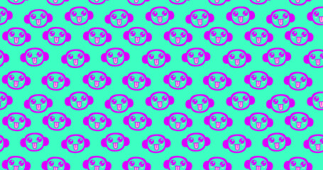 Fashion minimal illustration art. Monkey kawaii seamless pattern