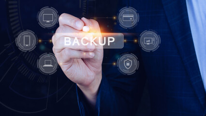 Internet data storage backup, technology business concept, Cloud technology, Data storage, Networking and internet service concept.
