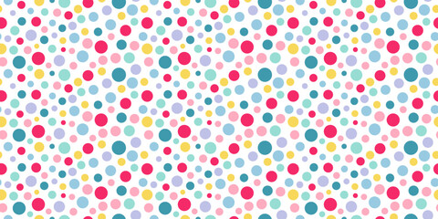Colorful background with mosaic colored circles. Seamless pattern for print and decor. Suitable for textiles and packaging, seamless prints. Vector dots pattern.