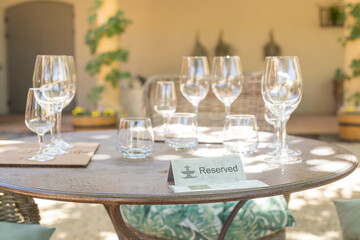 table setting in a wine restaurant
