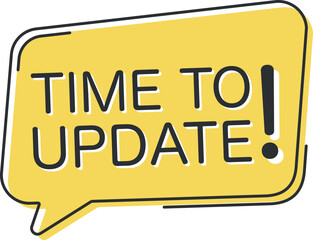 Time to update comic speech bubble in pop art style. Comic speech. Dialog window. Yellow banner for sale.