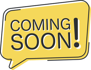 Coming soon comic speech bubble in pop art style. Comic speech. Dialog window. Yellow banner for sale.