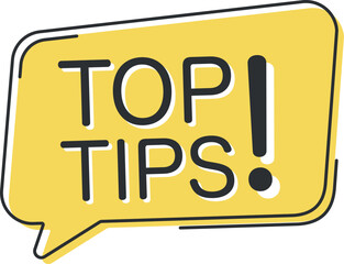 Top tips comic speech bubble in pop art style. Comic speech. Dialog window. Yellow banner for sale.