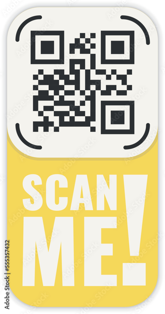 Poster qr code scan me in speech bubble, scan me concept, icon.