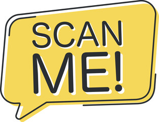 QR code scan me in speech bubble, scan me concept, icon.