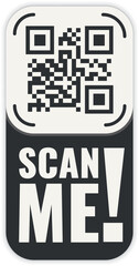 QR code scan me in speech bubble, scan me concept, icon.
