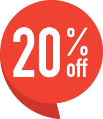 20 percent off. Colorful red speech bubble with quote. Blog management, blogging and writing for website. Concept poster for social networks, advertising, banner