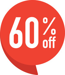 60 percent off. Colorful red speech bubble with quote. Blog management, blogging and writing for website. Concept poster for social networks, advertising, banner