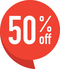 50 percent off. Colorful red speech bubble with quote. Blog management, blogging and writing for website. Concept poster for social networks, advertising, banner